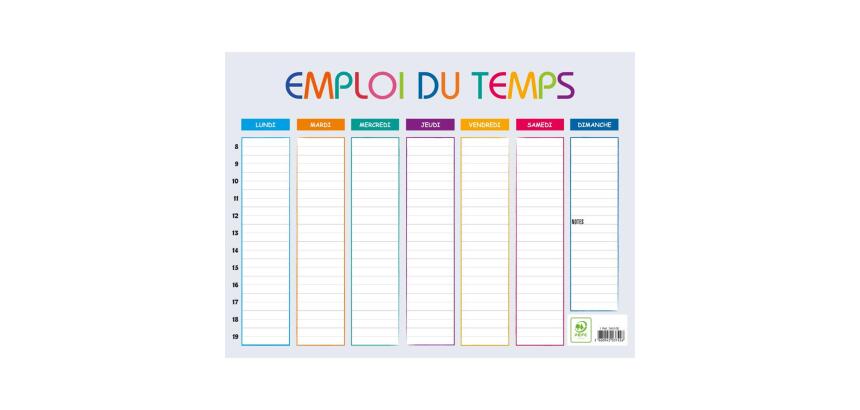 Emploi du temps Multicolore 29,5 x 22 cm - Gris