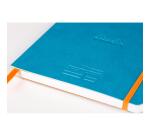 Rhodiarama Meeting book A5 maxi, 80 microgeperforeerde bladen wit papier van 90g, sluiting met elastiek en penhouder - Turquoise