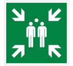 Panneau polypropylène non adhésif Point de rassemblement 30x30 cm - Vert