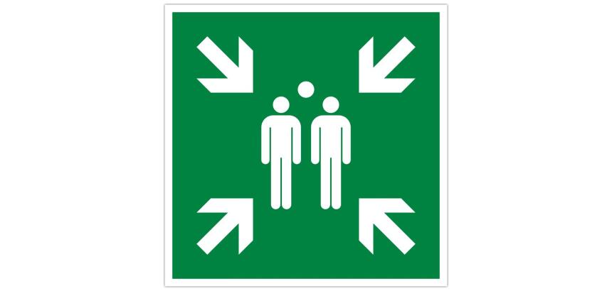 Panneau polypropylène non adhésif Point de rassemblement 30x30 cm - Vert