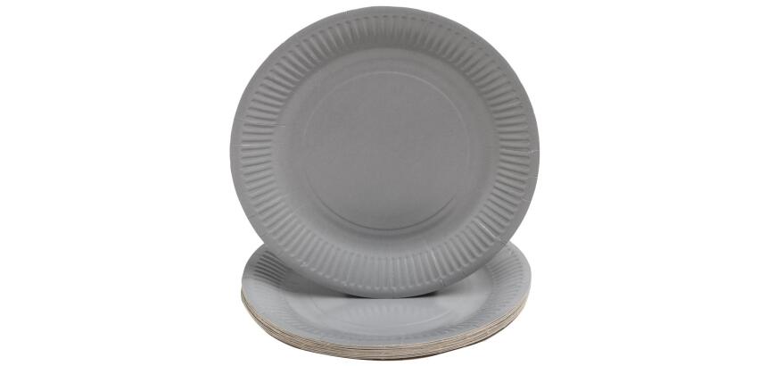20 Runde Pappteller, 23 cm - Grau