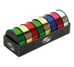 Plat. 8 bobinots métal. 10mx25mm, ass.