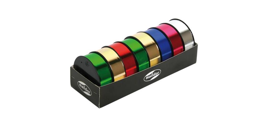 Plat. 8 bobinots métal. 10mx25mm, ass.