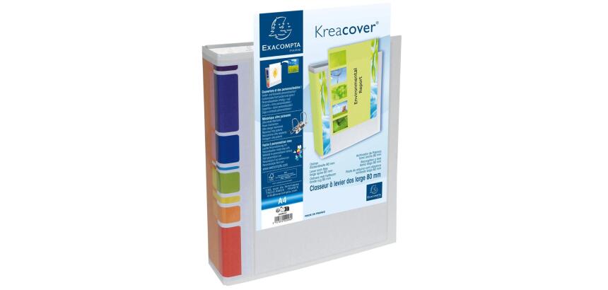 Classeur à levier Dos 70mm rembordé 2 pochettes extérieures - A4 - Blanc