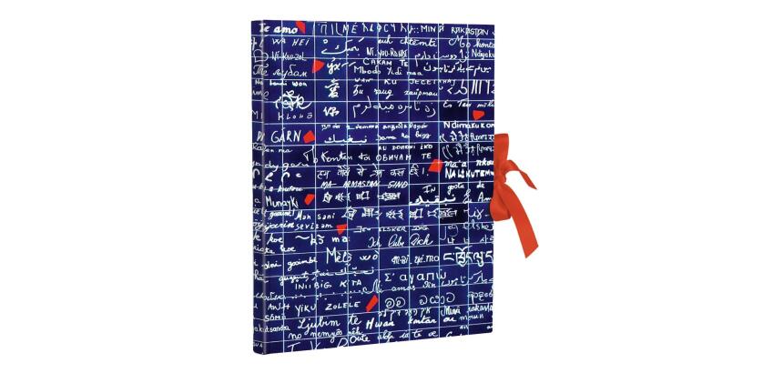 Le Mur des Je t'aime, Carnet rembordé rigide A5 14,8x21 cm, 144 pages, ligné, fermeture avec ruban