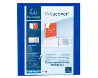 Classeur 4 anneaux cartonné Exacompta Kreacover® personnalisable A4 maxi - Dos 4,7 cm bleu