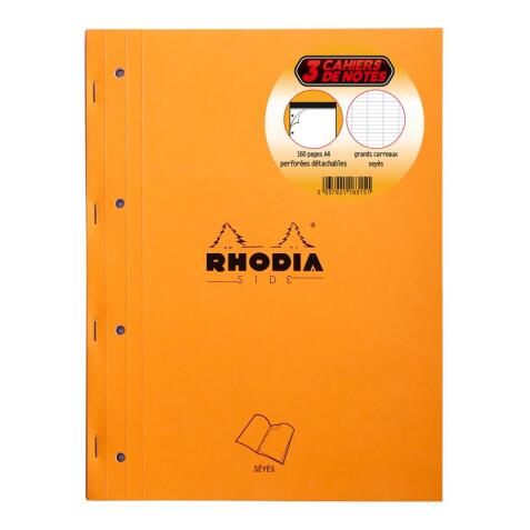 Lot de 3 blocs agrafés Rhodia Side 80 feuillets. - Orange