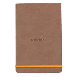 Rhodiarama Webnotepad rembordé rigide A5 192 pages ligné microperforé papier ivoire 90g fermeture élastique - Taupe