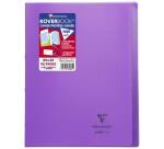 Cahier piqué Koverbook 24x32 cm 96 pages petits carreaux + marge couverture polypropylène transparent - Violet