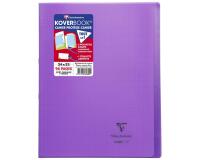 Cahier piqué Koverbook 24x32 cm 96 pages petits carreaux + marge couverture polypropylène transparent - Violet