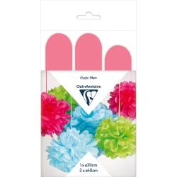 PAPIER DE SOIE, Set de 3 pompons à suspendre Ø30x1 et Ø40x2 - Rose