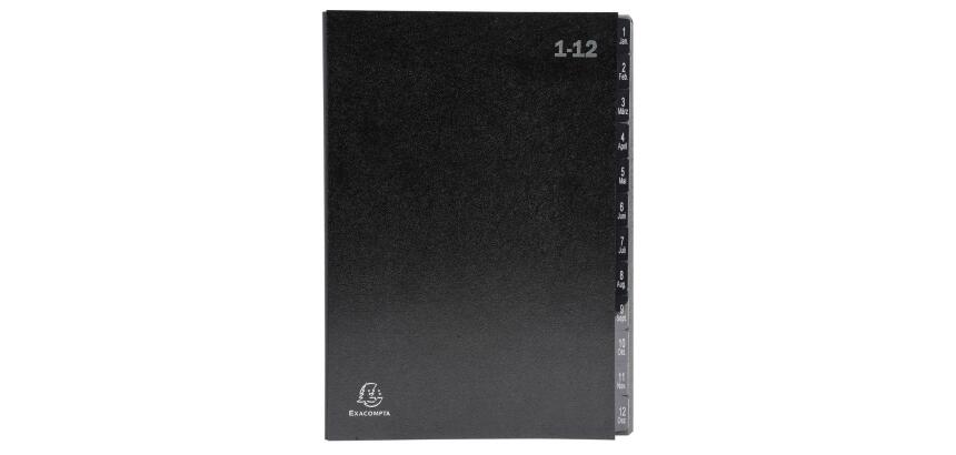 Trieur rigide Economique Ordonator 12 compartiments numériques - 24x34cm - Noir