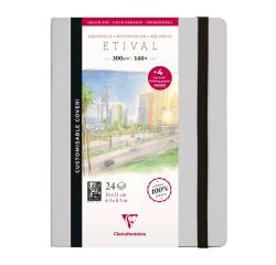 Etival Aquarelle carnet cousu 24F 21x16cm 300g grain fin (papier buvard) - Gris