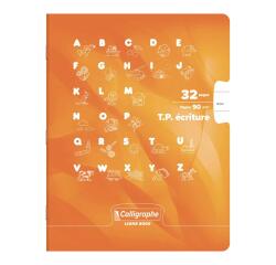 Cahier Travaux Pratiques Écriture piqué 8000 CARTE 17x22 cm 32 pages ligne 18 mm/uni 90 g - Rose