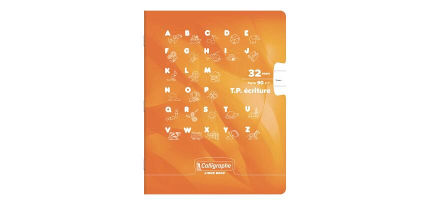 Cahier Travaux Pratiques Écriture piqué 8000 CARTE 17x22 cm 32 pages ligne 18 mm/uni 90 g - Rose