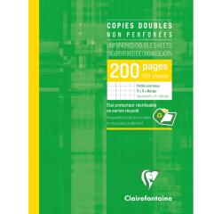 Copies doubles sous étui 16,5x21cm 200 pages non perforées petits carreaux + marge - Blanc