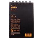 Notepad Rhodiactive 90g reliure intégrale A5 14,8x21 cm 160 pages ligné microperforé - Noir