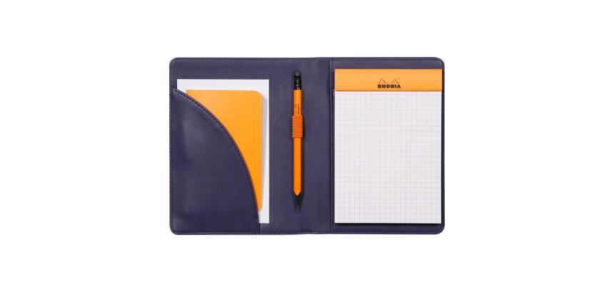 Rhodiarama livret porte-bloc N°13 pour bloc ou carnet format A6 - Bleu nuit