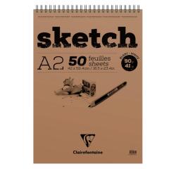 Sketch bloc spiralé 50F A2 90g - Blanc