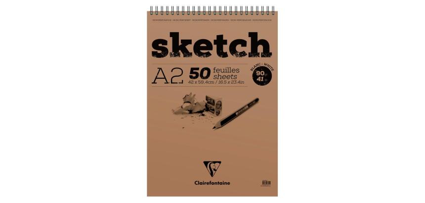 Sketch bloc spiralé 50F A2 90g - Blanc