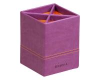 Rhodiarama pot à crayons simili cuir italien 8x8x11 cm - Violet