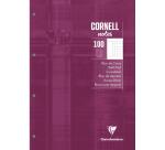 Bloc de cours CORNELL encollé grand côté A4 200 pages perforées 4 trous Cornell petits carreaux - Prune