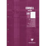 Bloc de cours CORNELL encollé grand côté A4 200 pages perforées 4 trous Cornell petits carreaux - Prune