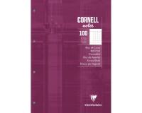 Bloc de cours CORNELL encollé grand côté A4 200 pages perforées 4 trous Cornell petits carreaux - Prune