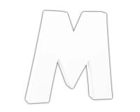 Small Letter 'M' 12cm - White