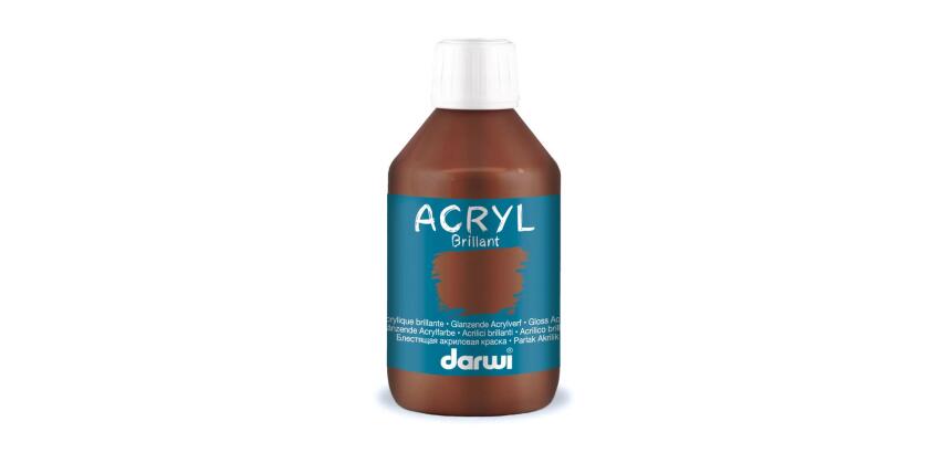 Darwi Flacon de 250 ml de Peinture Acrylique Universelle Brillante - Marron foncé