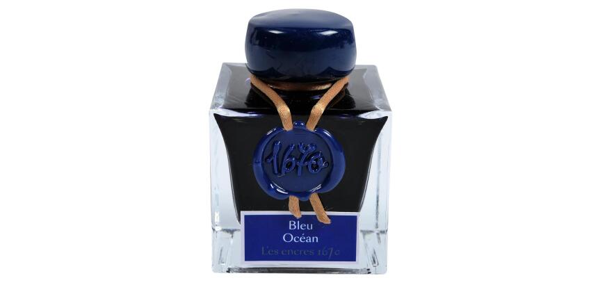 Encre 1670 à paillettes dorées 50ml - Bleu océan