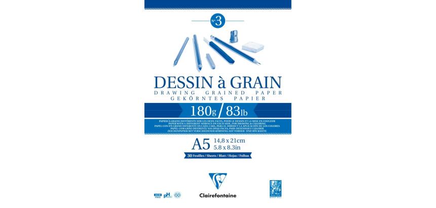 Dessin à Grain bloc collé 30F A5 180g