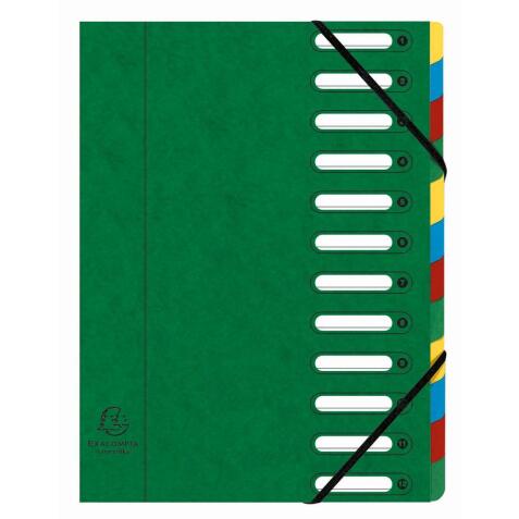 Trieur HARMONIKA® à fenêtres avec élastiques véritable carte lustrée 12 compartiments