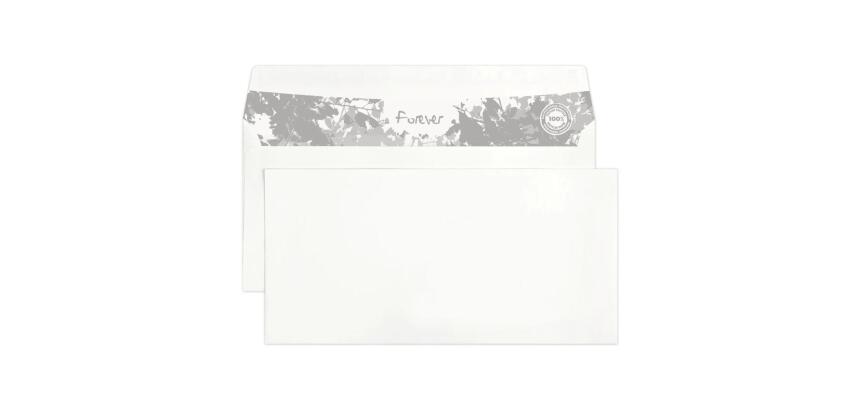 Boite de 500 Enveloppes Forever Blanches 100% Recyclé DL-110x220mm - Auto-Adhésives - 80g/m2 - Blanc
