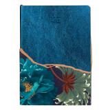 K3 blue, Carnet cuir A5 14,8x21 cm, 144 pages, ligné. - Bleu