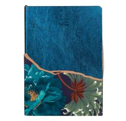 K3 blue, Heft A5 mit Ledereinband, 72 Blatt liniert - Blau