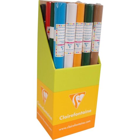 CARTON ONDULÉ, 20 rouleaux moyenne cannelure 300g/m2 au format 50x70cm (en présentoir) - Assortiment