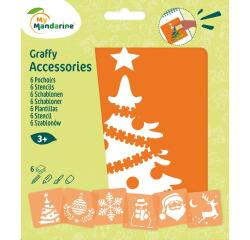 Set de 6 pochoirs enfants, Noël - Orange