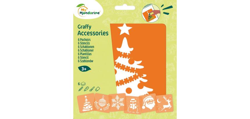 Set de 6 pochoirs enfants, Noël - Orange