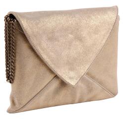 PLUME Pochette Enveloppe en Daim irisé 20x14cm - Or