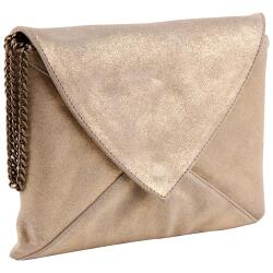PLUME Pochette Enveloppe en Daim irisé 20x14cm - Or