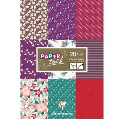 PAPIERS IMPRIMÉS, Bloc de 20 feuilles 200g/m2 au format 21x29,7cm - Hiver floral - Multicolore