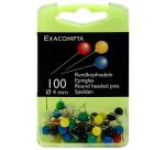 Boîte de 100 épingles sphériques - Hauteur de pointe 15mm - 4mm de diamètre - Couleurs assorties