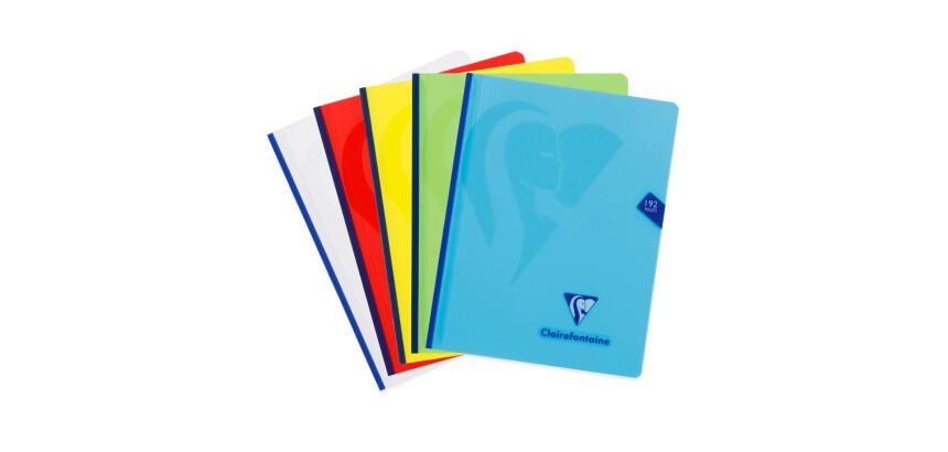 Cahier brochure cousue Mimesys 17x22cm 192 pages grands carreaux couverture polypropylène Couleur aléatoire - Assortis