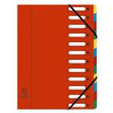 Trieur HARMONIKA® à fenêtres avec élastiques véritable carte lustrée 12 compartiments - Rouge