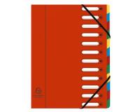 Trieur HARMONIKA® à fenêtres avec élastiques véritable carte lustrée 12 compartiments - Rouge