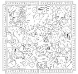 Carré 100% soie - 90x90cm Make-up - Blanc