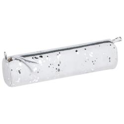 COSMICUIR DAIM Trousse ronde Ø5,5x22cm - Argent
