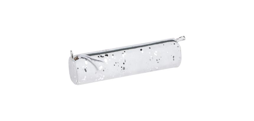 COSMICUIR DAIM Trousse ronde Ø5,5x22cm - Argent