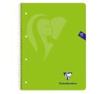 Cahier à spirale Mimesys A4+ 240 pages détachables perforées 4 trous petits carreaux et cadre en-tête 5 couleurs de bandes couverture polypropylène - Assortis